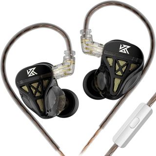 KZ DQS Dynamic Driver Semi-Open HiFi Sound in-Ear Headphones/Earphones/Earbuds, KZ Extra Bassy Drummer in Ear Monitor Headset (Black, with Microphone)