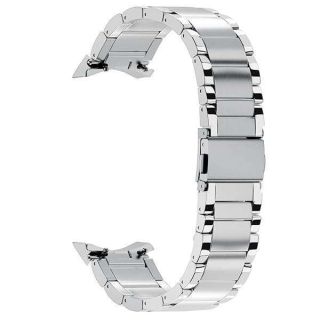 LDFAS Compatible for Samsung Galaxy Watch 6 Classic 47mm 43mm Bands, No Gaps 20mm Stainless Steel Metal Watch Strap Compatible for Samsung Galaxy Watch 6 40mm/44mm Bands,Bright Silver