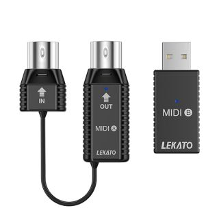 LEKATO Wireless MIDI Adapter, Bluetooth Midi Adapter with USB, Ultra Low Latency, 5 Pin MIDI Adapter Wireless for Synthesizer, MIDI Keyboard to Mac OS/iOS/Windows