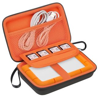 Lacdo Hard Drive Carrying Case for LaCie Rugged Mini/Rugged Thunderbolt USB 3.0 2.0 USB-C External Hard Drive Portable HDD 1TB 2TB 4TB 5TB EVA Shockproof Protective Storage Holder Travel Bag, Orange