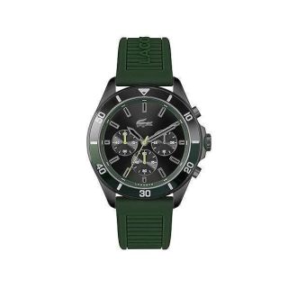 Lacoste Men&amp;#039;s Stainless Steel Quartz Watch with Silicone Strap, Green, 22 (Model: 2011153)