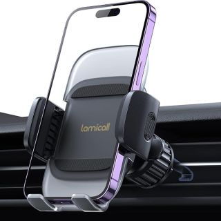 Lamicall Car Phone Holder Vent - Upgraded Spring Loaded Hook  Air Vent Cell Phone Holders for Your Car Mount Automobile Hands Free Cradle for iPhone 16 15 14 13 Pro Max Smartphone