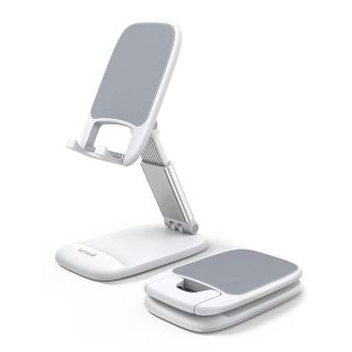 Lamicall Cell Phone Stand, Desk Accessories - White Office Cell Phone Holder, Phone Stand for Desk, Desktop, Office Desk Accessories, Desk Decor, Suitable for iPhone, 4-8&amp;#039;&amp;#039; Phone