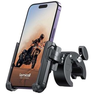 Lamicall Motorcycle Phone Mount Holder -   Bike Phone Holder Handlebar Clamp, Bicycle Scooter Phone Clip, for iPhone 16 Pro Max, 15 14 13 Mini, 2.4~3.54&amp;quot; Wide Phones, Black