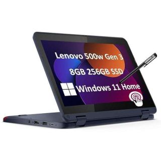 Lenovo 500w Gen 3 2-in-1 Laptop (11.6&amp;quot; Touchscreen, Intel Pentium N6000, 8GB RAM, 256GB SSD) Ruggedized &amp; Water Resistant for Student &amp; School, Webcam, Wi-Fi, IST Pen, Win 11 Home, Blue, 2024