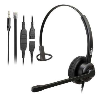 MAIRDI Office Headset with RJ9 Jack for Cisco Phone, Including 3.5mm Jack for Cell Phone PC Laptops, Mono Telephone Headset with Noise Canceling Microphone for Call Centers Landline Deskphone