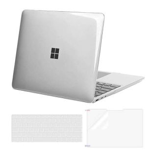 MOSISO Case Only Compatible with Microsoft Surface Laptop Go 3/2/1 12.4 inch 2023 2022 2020 Release (Models: 2013 &amp; 1943), Protective Plastic Hard Shell&amp;Keyboard Cover&amp;Screen Protector, Crystal Clear