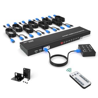 MT-VIKI 8 Port KVM Switch HDMI, 4K@30Hz 1U Rack Mount KVM HDMI Switch w/IR Remote &amp; Wire-Desktop Controller &amp; 8 HDMI KVM Cables &amp; Rack Ears