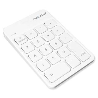 Macally Bluetooth Number Pad for Laptop, Apple, Mac, iMac, MacBook Pro/Air, Ipad, Windows PC, Tablet, or Desktop Computer - Rechargeable 18 Key Wireless Numeric Keypad - White Bluetooth 10 Key Numpad