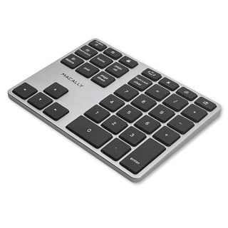 Macally Bluetooth Number Pad for Laptop - Slim Aluminum Design - Rechargeable Wireless Numeric Keypad - 35 Key Numpad Keyboard for Data Entry - for Mac, MacBook Pro/Air, iPad, iPhone, iOS, PC, Android