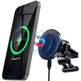 Magnetic Wireless Car Charger for iPhone 14-15W Fast Charging Car Phone Holder Mount Compatible with iPhone 16/15/14/13 / 12 Pro Max Mini, Wireless Car Mount Charger for Mag-Safe (Blue)