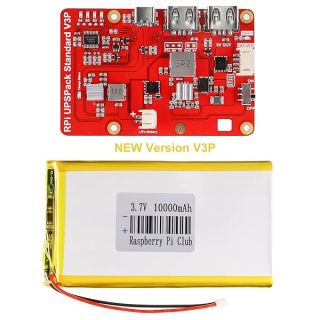 MakerFocus Raspberry Pi 4 Battery Pack UPS, RPI Pack Standard 10000mAh Raspberry Pi Battery USB Pack Raspberry Pi Latest Version V3Plus Expansion Board Power Supply Type-C for RPI 5 4B 3B+ 3B 2B+