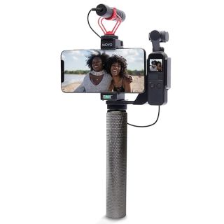 Movo Video Rig Compatible with The DJI OSMO Pocket 1, 2 - Includes Universal Smartphone Mount, Grip Handle, and 2 Cold Shoes for Mounting Microphone, Light - OSMO Pocket Microphone and Video Rig