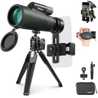 NEEWER 12x50 ED Monocular Telescope with Phone Clip/Metal Tripod/Bag, IPX7 Waterproof Fogproof Shockproof SMC BAK-4 Prism Smartphone Spotting Scope for Wildlife Viewing, Camping, Astronomy, LS-T17