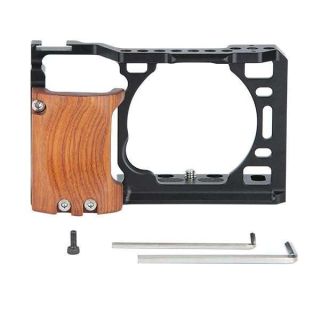 NICRYRIG Cage Kit for A6400 A6500 Sony Mirrorless Camera, with Wooden Handle Grip M2.5 Screw - 110