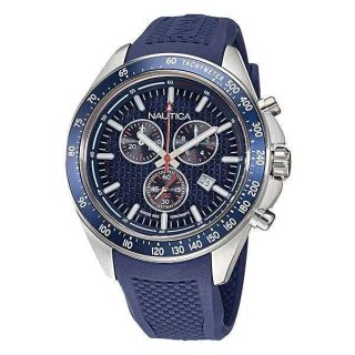 Nautica Men&amp;#039;s NAPOBS108 Ocean Beach Grey/Blue/Blue Silicone Strap Watch