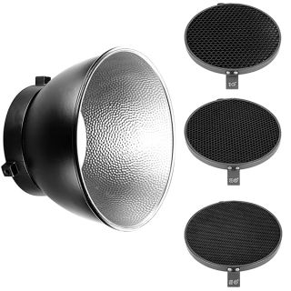 Neewer 7inch/ 18cm Standard Reflector Diffuser with 10/30/50 Degree Honeycomb Grid for Bowens Mount Studio Light Strobe Flash