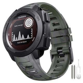 NotoCity for Garmin Instinct Band, Soft Silicone Replacement Watch Strap Compatible with Garmin Instinct 2/ Solar/Tactical (Camo army green)