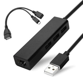 OTG Cable for Fire TV Stick 4K Lite Max Cube - USB Ethernet Adapter with Hub to add Storage/Keyboard/Bluetooth