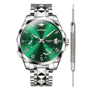 OUPINKE Green Face Automatic Watches for Men Waterproof Self Winding Watches for Men Fashion Men&amp;#039;s Mechanical Automatic Watches Best Metal Wrist Watch