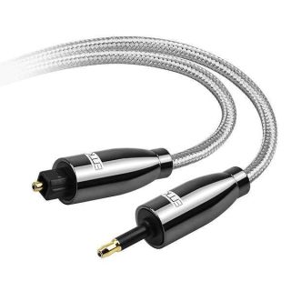 Optical Audio Cable, EMK Toslink Optical to Mini Toslink Optical Cable with Braided Jacket for Home Theater, Sound Bar, TV, PS4, Xbox, PlayStation(26ft/8m)