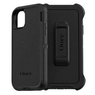 OtterBox iPhone 11 Defender Series Case - BLACK, rugged &amp; durable, with port protection, includes holster clip kickstand