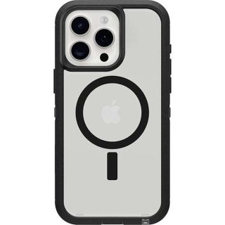 OtterBox iPhone 15 Pro MAX (Only) Defender Series XT Clear Case - DARK SIDE (Black/Clear), Screenless, Rugged , Snaps to MagSafe, Lanyard Attachment