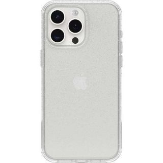 OtterBox iPhone 15 Pro MAX (Only) Symmetry Clear Series Case - STARDUST(Clear/Glitter), ultra-sleek, wireless charging compatible, raised edges protect camera &amp; screen