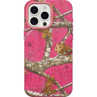 OtterBox iPhone 15 Pro MAX (Only) Symmetry Series Case - REALTREE FLAMINGO PINK, snaps to MagSafe, ultra-sleek, raised edges protect camera &amp; screen