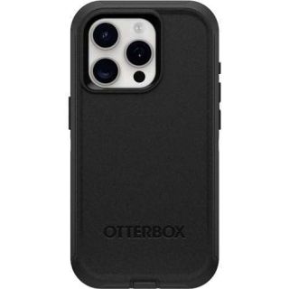 OtterBox iPhone 15 Pro (Only) Defender Series Case - BLACK, screenless, rugged &amp; durable, with port protection, includes holster clip kickstand