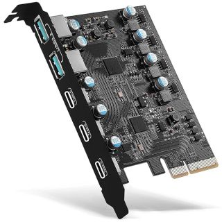 PCIe to USB 3.2/USB 3.1 Gen 2 Card 10Gbps 5-Port (3X USB C -2X USB A) PCI Express Expansion Card PC Internal USB Hub for Windows 10/8/7 Linux and MAC OS 10.8.2 Above