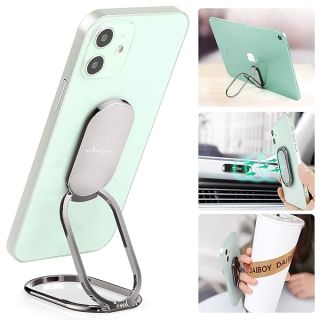 Phone Ring Holder Finger Kickstand 360°Rotation Cellphone Back Grip Foldable Cell Phone Stand for Desk Compatible with iPhone iPad Smartphones Tablets (with Universal Magnetic Car Mount)