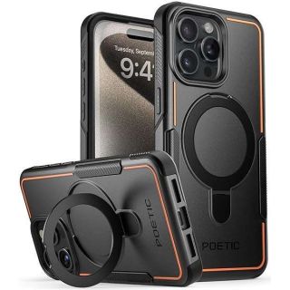 Poetic Neon MagPro Case Compatible with iPhone 15 Pro Max 5G 6.7 inch, Dual Layer Heavy Duty Tough Rugged Shockproof Protective 2023 New Cover, Magnetic Ring Stand, Black