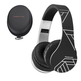 PowerLocus Wireless Bluetooth Over-Ear Stereo Foldable Headphones, Wired Headsets Rechargeable with Built-in Microphone for iPhone, Samsung, LG, iPad (Black/Silver)