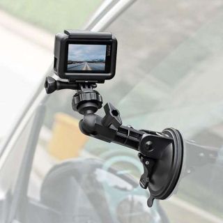 Powerful Suction Cup Camera Car Mount with Tripod Adapter and Phone Holder for GoPro Hero 13/12/11/10 Black, iPhone 15, DJI Osmo Action 4/3, Samsung Galaxy and More (3.3 * 3.3 * 5.6in)