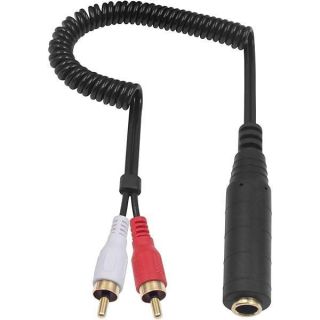 Poyiccot RCA to 1/4 Female Adapter Cable, Coild Spring 6.35mm to RCA Adapter, 1/4 inch TRS Stereo Jack Female to 2 RCA Male Plug Y Splitter Extension Cable, Quarter Inch to 2RCA Cord, 2.6ft