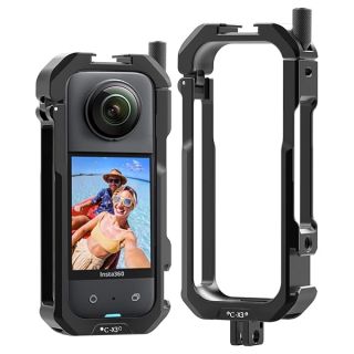 Protective Cage for insta360 X3 Accessories - ULANZI C-X3 insta360 X3 Vlog Case I Aluminum Alloy I 2 Cold Shoe I Silicone Lens Cover I Carrying Bag I No Block Mic Mount &amp; Battery Replacement