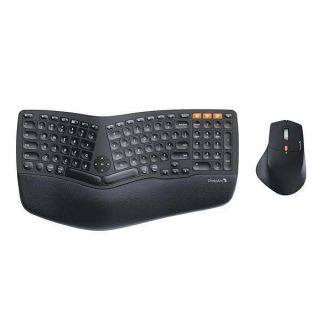 ProtoArc Ergonomic Wireless Keyboard Mouse, EKM01 Ergo Bluetooth Keyboard and Mouse Combo, Split Design, Palm Rest, Multi-Device, Rechargeable, Windows/Mac/Android (Black)