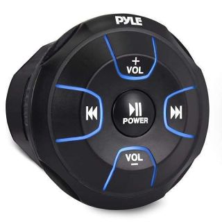 Pyle Amplified Wireless Bluetooth Audio Controller - 300 Watt Bluetooth Media Button, Waterproof Marine Receiver Remote Control W/Aux, Mount for Car Truck Boat Marine Powersport Vehicles - PLMRBT18