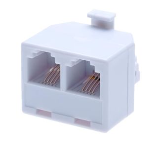 RJ11 Adapter and 2 Way Splitter from 2 RJ11 Socket Female Jacks to RJ11 Male Plug| Cable Landline Broadband Universal Port Converter Connector Extender Phone Coupler| 4 Wire Converter | White