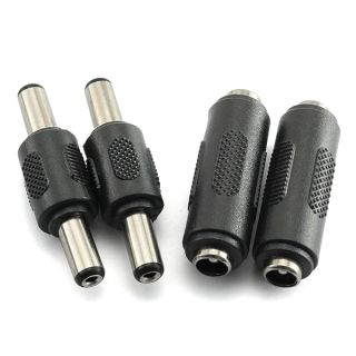 RLECS 2pcs DC 5.5x2.1mm Male to Male Power Plug Connector &amp; 2pcs DC 5.5x2.1mm Female to Female Power Jack Connector Adapter for CCTV