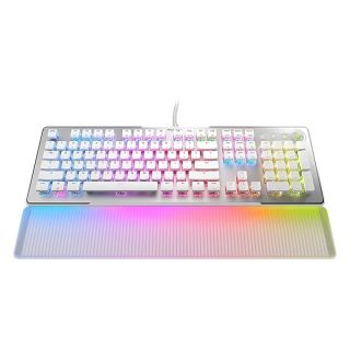 ROCCAT Vulcan II Max – Optical-Mechanical PC Gaming Keyboard with Customizable RGB Illuminated Keys and Palm Rest, Titan II Smooth Linear Switches, Aluminum Plate, 100M Keystroke Durability – White