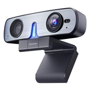 ROCWARE Autofocus Webcam with Speaker, RC08 2K Web Cam, Computer Camera for PC with Noise Reduction Mic/Harman Speaker/4X Eptz/0.2S Auto-Focus/Low Illumination, for Zoom/Teams