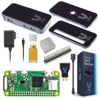 Raspberry Pi Zero W Basic Starter Kit- Black Case Edition-Includes Pi Zero W -Power Supply &amp; Premium Black Case