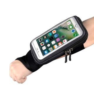 Running Armband Forearm Band Wristband Thumb Wrist Belt Sport Running Armband,HAISSKY Riding Wristband Pouch Bag with Key ID Cash Holder for Cycling, Jogging, Exercise Black