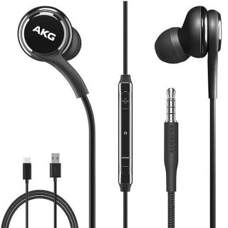 SAMSUNG AKG Earbuds Original 3.5mm in-Ear Earbud Headphones with Remote &amp; Mic for Galaxy A71, A31, Galaxy S10, S10e, Note 10, Note 10+, S10 Plus, S9 - Includes Type C Charging Cable - Black