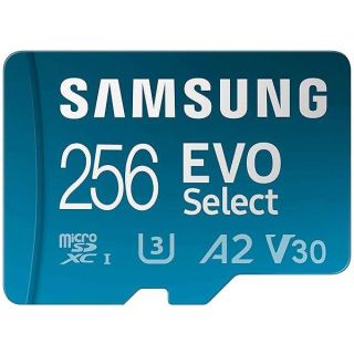 SAMSUNG EVO Select Micro SD-Memory-Card + Adapter, 256GB microSDXC 130MB/s Full HD &amp; 4K UHD, UHS-I, U3, A2, V30, Expanded Storage for Android Smartphones, Tablets, Nintendo-Switch (MB-ME256KA/AM)