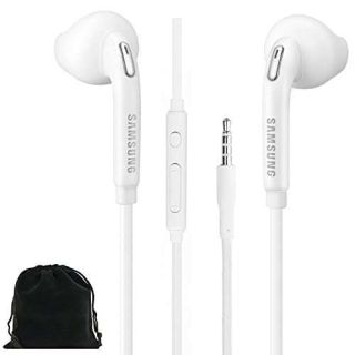 SAMSUNG Samung Wired Earbuds Original 3.5mm in-Ear Headphones Galaxy S10, S10 Plus, S10e Plus, Note 10, A71, A31 - Microphone &amp; Volume Remote - Includes Black Velvet Carrying Pouch - White