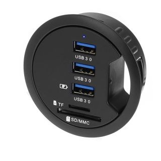 SEDNA - 2.5&amp;quot; Grommet Hole - in Desk - USB 3.1 Gen I 3 Port Hub/BC 1.2 USB Charger with SD Card Reader