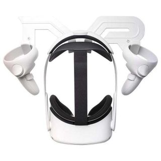 SINWEVR VR Headset and Controller Wall Mount Storage Stand Hook Compatible for Meta Quest 3 / Quest 2 / Pro / 1, PSVR 2, Pico 4, Rift S, Hp Reverb G2, HTC Vive, Valve Index, PS VR (White)